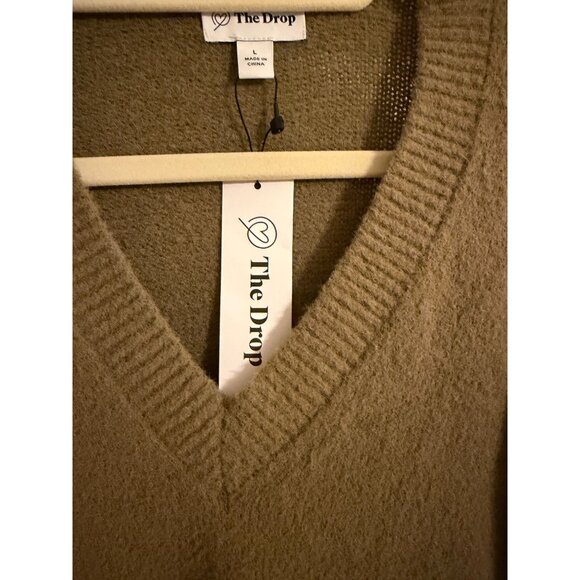 NEW WITH TAGS NWT THE DROP SUPER SOFT OLIVE GREEN V NECK SWEATER SZ LARGE WOMENS - Picture 2 of 2